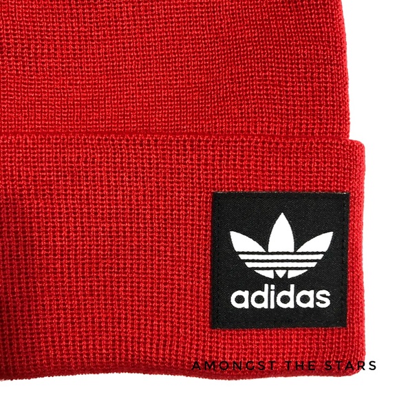 adidas Originals Grove Red Knit Beanie Hat - Picture 7 of 7